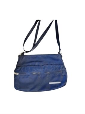 Crossbody Purse Multipocket Nylon Bag Blue Gray Lining